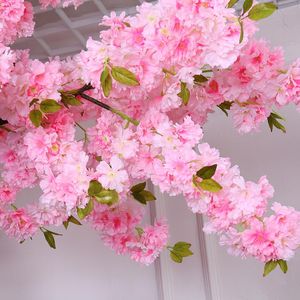 Dekorative Blumenkränze, rosa Kirschblüten, künstliche hohe Simulation, Sakura-Baumzweige für Frühling, Zuhause, Hochzeit, Dekor, gefälschte Pflanzen B