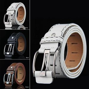 Belts 3.5 105cm Men Women Vintage Fashion Metal Buckle PU Leather Waist Belt Business Jeans Pants Waistband White/Black/BrownBelts