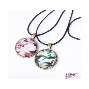 Pendant Necklaces Glass Ball Necklace Vintage Camouflage Time Gem Drop Delivery Jewelry Pendants Dhhsd