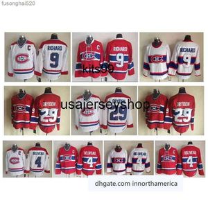 95 Retro Mont Hockey Jersey 4 Жан Беливо 9 Морис Ричард 29 Ken Dryden Vintage CCM Authentic Littched