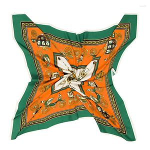 Scarves Silk Scarf Women Horse Print Patchwork 2023 Foulard Neckerchief Bandana Big Square Office Lady Neck Tie 100 Cm