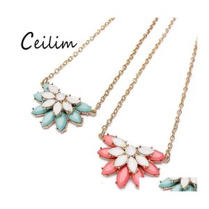Pendant Necklaces Est Flower Charms Statement For Women Gold Chain Resin Sweater Necklace Daily Holiday Gifts Drop Delivery Jewelry P Oto9C