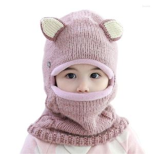 Acessórios para cabelos chapéu bebê meninas e meninos inverno quente pompom avelvet forro laps de orelhas fofas para crianças gorrosas lenço à prova de vento tampa