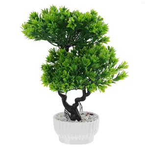 Decorative Flowers Bonsai Tree Artificial Fake Plantspine Potted Pot Faux Decor Mini Japanese Flower Decoration Indoor Trees Greenery Zen