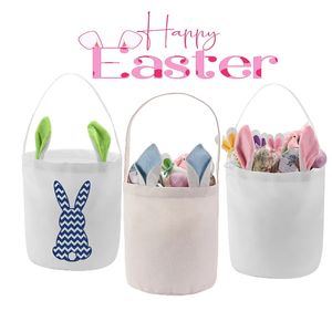 DIY Sublimation Easter Bunny Basket Rabbit Ear Polyester Creative Candy Tote Bag Easter Presentväska Dekoration för hemhantverk 0202