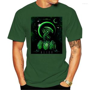 Мужские рубашки T 2023 Модная повседневная хлопковая футболка инопланетная неоновая зеленая сияние космическая атака Riple
