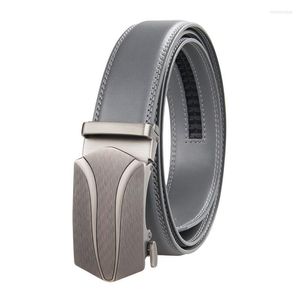 Bälten Fashion Men Belt 3,5 cm Automatisk spänne läder grå toppkvalitet för 95-125beltsbelts Emel22