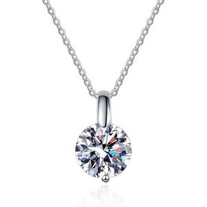 Necklaces Pendant Necklaces Wong Rain Classic 925 Sterling Silver VVS D Color 13CT Real Moissanite Diamonds Zircon Gemstone Pendent Necklac