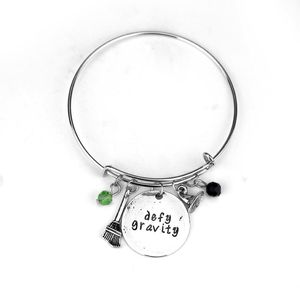 Bangle Winged The Musical Crystal Bransoletę „przeciwstawia się grawitacji” Elphaba Glinda Regulowane bransoletki dla kobiet -dziewczyny