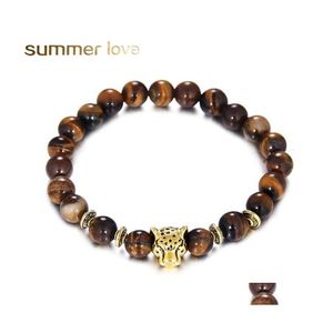 Fili di perline oro color leopardo leone testa bracciale tigre eye eye perle perle braccialetti braccialetti fascino di pietra naturale di pietra naturale da donna yoga donna je otas0