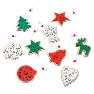 Pendant Necklaces 1Set Christmas Ornaments Wooden Hanging Pendants Wood Snowflake Bell For DIY Tree Decorations Home Party Gifts Decor