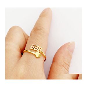 Bandringe Verstellbarer minimalistischer Fingerringschmuck 111 777 888 999 666 Edelstahl Vergoldung Glücksengel Zahl Tropfen liefern Otwrq