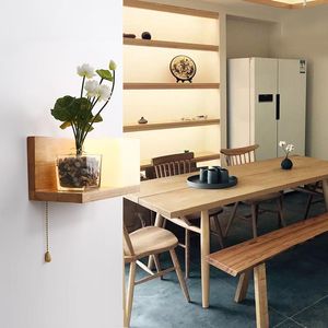 Wall Lamp Nordic Simple Bedside With Switch Oak Solid Wood Single Head