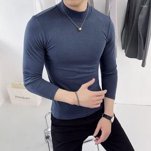 Męskie koszule T plus size 4xl-m jesienne zimowe aksamitne koszulki z długim rękawem dla mężczyzn odzież 2023 Slim Fit Casual Solid Tee Shirt Homme All