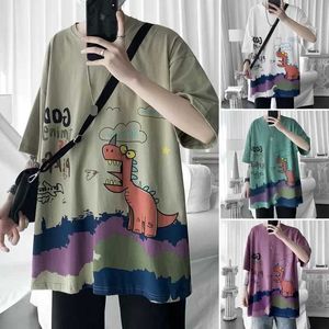 T-shirt da uomo T-shirt da uomo Estate Streetwear T-shirt casual Nuovo 2022 Stile coreano Cartoon Stampa Hip Hop Oversize Tops Tees Y2302