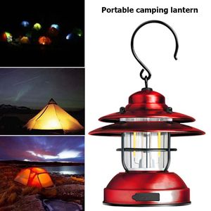 Portabla lyktor Retro utomhus hängande camping camping ljus USB laddning tält lampa fackla trädgårdsgård lykta belysning