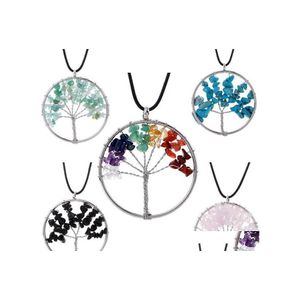 Pendanthalsband 7 Chakra Crystal Quartz Stone Natural Necklace Drop Delivery Jewelry Pendants DHX78