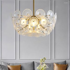 Hängslampor modern flygande tefat ljuskrona vardagsrum matsal sovrum bubbla glas gyllene hängande ljus inomhus dekor huvudlampa