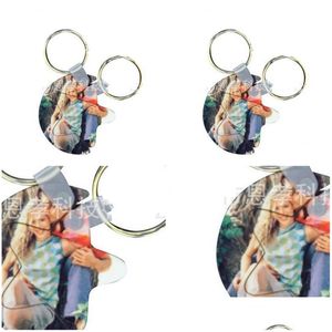 Party Favor MDF Key Buckle Sublimation Blanks Polygons Chain DIY Pattern Shape Metal Ring Bag Fodlingsgåvor 3 4Exb L2 Drop Delivery DHXKM