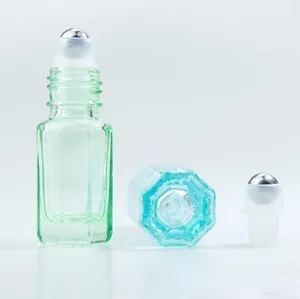 Atacado 3ml mini óleos essenciais de metal roller bola garrafas de perfume de vidro de viajante garrafas de reabastecimento vazias