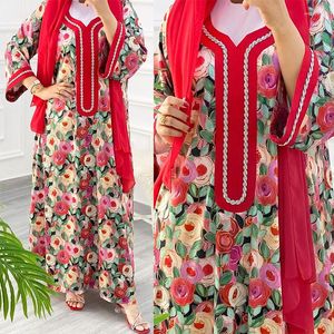 Roupas étnicas Moda muçulmana bordada Robô vintage Fried Twist Color Diamond Mulheres usam vestido árabe hijab jalabiya para abaya