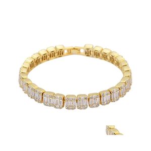 L￤nkkedja 5mm Baguette Zircon Armband Tennis Men and Womens Rock Hip Hop Jewelry Gold Sier Color 3007 Q2 Drop Delivery Armets DHSVJ