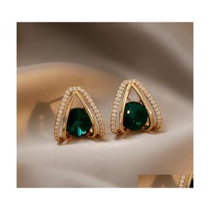 Stud Fashion Jewelry V Letter Shape Earrings Geometric Inlaid Rhinstone S925 Sier Post Earring Drop Delivery Dhilj