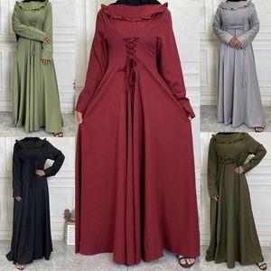 Ethnische Kleidung Arabisch Abaya Islamischer Ramadan Muslimische Frauen Langes Kleid Einfarbig Dubai Türkei Malaysia Pakistanischer Naher Osten Maxi Robe