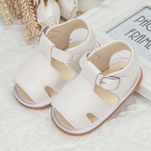 2021 sommar ny ankomst nyfödda baby pojke sandaler spädbarn flicka prinsessan söt läder gummisula platt småbarn första vandrare 0202