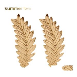Dangle Chandelier Design Leaf Earrings Trees Korean Minimalist Golden Stud Earring For Women Fashion Wholesale Jewelry Gifts Drop D Ot7Ge