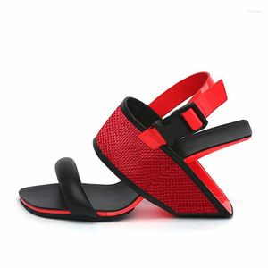 Sandali moda rossa strana tacco da donna estate gladiatore sandalo cuneo scarpe da donna con tacchi alti tacchi valletine scarpa