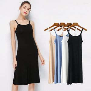 Damen-Nachtwäsche, Übergröße, volles Slip-Kleid für Damen, Sommer, weicher Modal-Petticoat, Unterrock, ärmellos, Innenschlinge, lässige Slip-Kleider