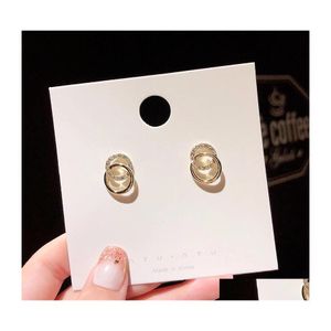 Stud Fashion Jewelry S925 Sier Post Double Ring Splice Earrings Rhinstone Circle Mini Cute Drop Delivery Dha4P