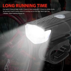 MTB Bicycle Light Front Rear Lights Set Mountain Night Cycling Headlight USB LED Safety Taillight Bike Accessories 0202