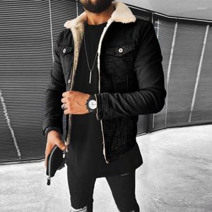 Men's Jackets Men's Winter Jacket Sherpa Denim Jean Windproof Warm Street Daily Holiday Single Breasted Turndown Sporty