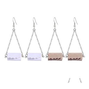 Charm Pu Leather Toilet Roll Dangle Earrings Necklace For Women Creative Tissue Geometric Cute Earring Fashion Paper Jewelry Gifts D Ot34X