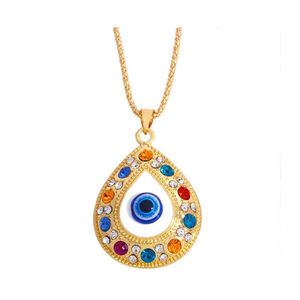 Pendant Necklaces Fashion Jewelry Fatima Hand Sweater Chain Necklace Inlaid Diamond Rhinstone Turkey Evil Eye Drop Delivery Pendants Dhodr