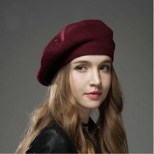 beanieskull caps ylwhjj womens berets hat fashion solid color wool with ladies frenchアーティストBeanie Beret 230201