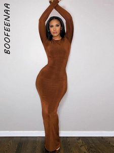 Lässige Kleider Boofeenaa sexy Mode Winter Maxi für Frauen Kleidung Solid gerippter Strick Langarm Body Con Clubwear C70-CG36