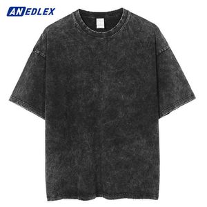 Men's T-Shirts 2022 Men Solid Color Retro Black T Shirt Hip Hop Streetwear T Shirt Short Sleeve Ripped Washed Tees Harajuku Oversize T-Shirts G230202