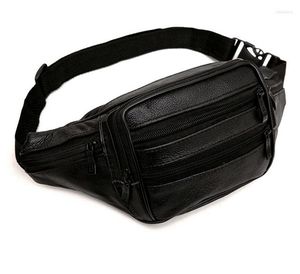 Waist Bags Men Retro Leather Waterproof Fashion Functional Fanny Packs Solid Money Phone Belt Travel Pouch Coin Purse