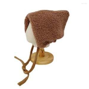 Beanies Beanie/Skull Caps Lamb Wool Hat Woman Winter Version Sweet Cute Pocket Student Fashion Couple Cashmere Earmuff Witch HatBeanie/Skull