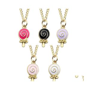 Anhänger Halsketten Donut Lollipop Halskette Set Schmuck Colorf Spirale Cartoon Drop Lieferung Schmuck Anhänger Dhvig