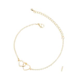 Charmarmband rostfritt st￥l armband romantiska dubbel anslutna hj￤rtband f￶r kvinnors valentiner engagemang g￥va smycken sl￤pp de ot4wl