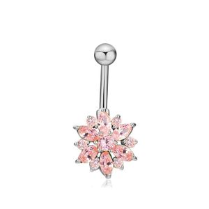 Nabel Bell Button Ringe 10 Farben für Option Antiallergic Niedliche Blumen Bauch CZ Frauen Sexy Körperschmuck Dangle Piercing 869 Drop De Dhhnf