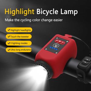 Luci Luce per bicicletta con clacson Lampada frontale per bici ricaricabile tramite USB Torcia per ciclismo Lanterna Campanello elettronico Accessori MTB 0202