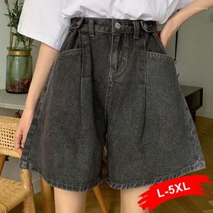 Women's Jeans Y2K Indie Chi Gray Black Adjustable Waist Short 4XL Summer Boyfriend Vintage Baggy Loose Wide Leg Denim Shorts 90's Girls