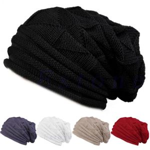 Beanies Beanie/Skull Caps Kvinnor Män unisex stickad baggy beanie hatt överdimensionerade vinter varma hattar skidskidor mössa skallies ull