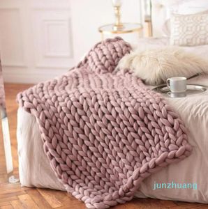 Blankets SEIKANO Soft Knitted Blanket Winter Thick Sofa Throw Large Yarn Roving Chunky Handmade Weight Nordic Home Decor 55