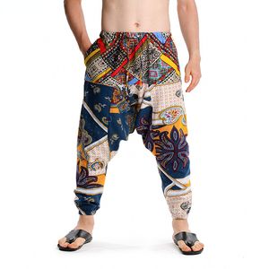 Men's Pants Mens African Print Cotton Casual Yoga Drop Crotch Joggers Hip Hop Hippie Traditional Trousers 230202